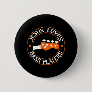 Jesus Loves Bass Players Retro Vintage 2 Inch Round Button