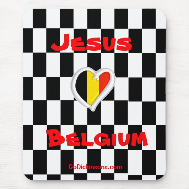 Jesus Loves Belgium Mousepad (Front)