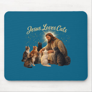 Jesus Loves Cats Christian Cat Lover Jesus Hugs Ca Mouse Pad