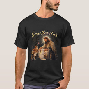 Jesus Loves Cats Christian Cat Lover Jesus Hugs Ca T-Shirt