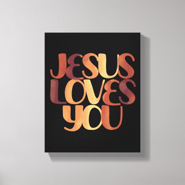 Jesus Loves Christian Typography Design  Canvas Print (Front)