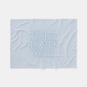 Jesus Loves Christian Typography Design  Fleece Blanket