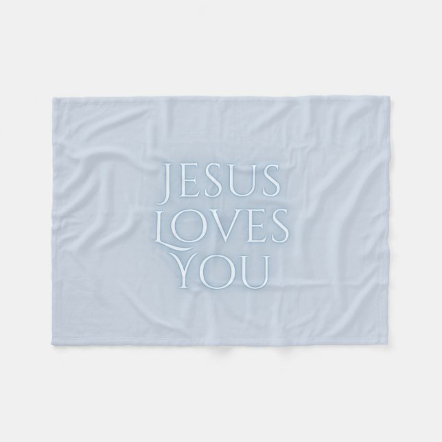 Jesus Loves Christian Typography Design  Fleece Blanket (Front (Horizontal))