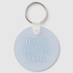 Jesus Loves Christian Typography Design  Keychain