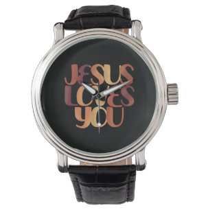 Jesus Loves Christian Typography Design Watch