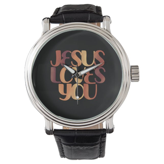 Jesus Loves Christian Typography Design  Watch (Front)
