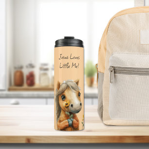 Jesus Loves Little Me Cute Horse Kid's Thermal Tumbler
