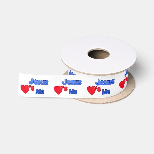 Jesus Loves Me Adorable Christian Ribbon Satin Ribbon (Spool)