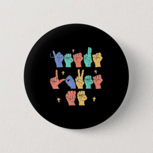 Jesus Loves Me Asl Christian Jesus Toddler You Sig 2 Inch Round Button