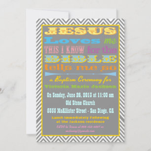 Jesus Loves Me Baptism/Christening Invitation