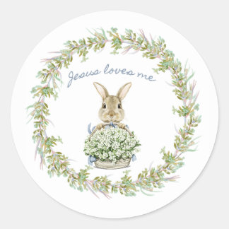 Jesus loves me Bunny Classic Round Sticker