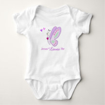 Jesus Loves Me Butterfly Baby Girl Bodysuit
