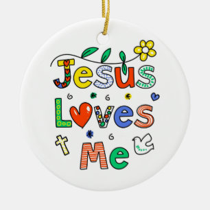 Jesus Loves Me Ceramic Ornament
