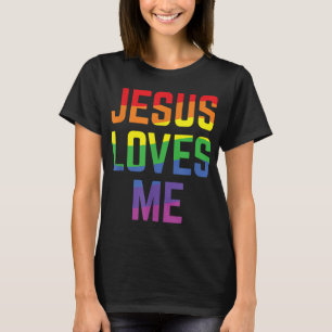Jesus Loves Me Christian Pride Rainbow Flag LGBTQI T-Shirt