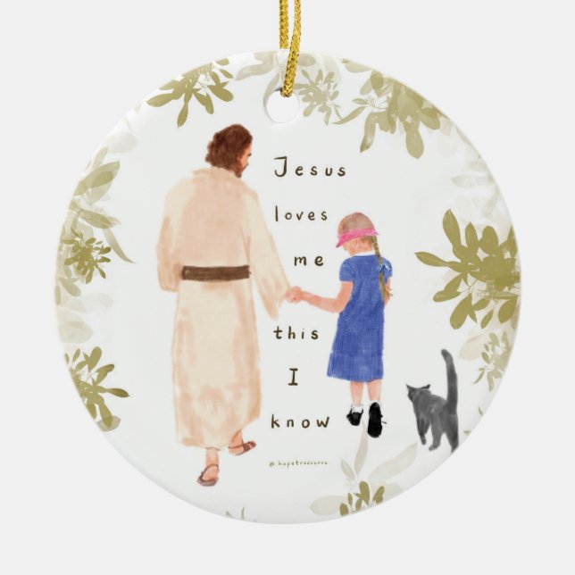 Jesus Loves Me Christmas Ceramic Ornamenrt Ornament (Front)