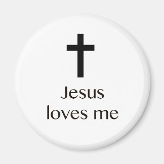 Jesus Loves Me Cross White Magnet