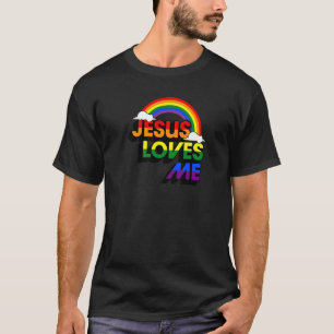 Jesus Loves Me Gay Rainbow  Cute Christian Lgbtq P T-Shirt