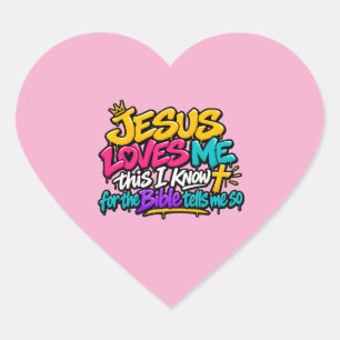 Jesus Loves me Heart Sticker