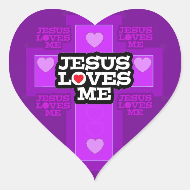 Jesus Loves Me. Heart Sticker (Front)