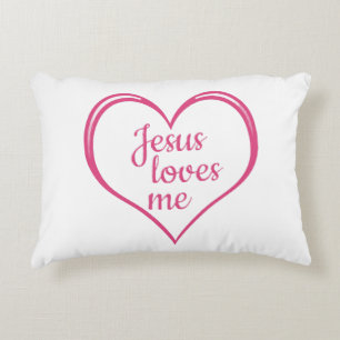 JESUS LOVES ME in Heart Accent Pillow