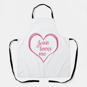 JESUS LOVES ME in Heart Apron