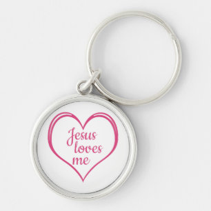 JESUS LOVES ME in Heart Keychain