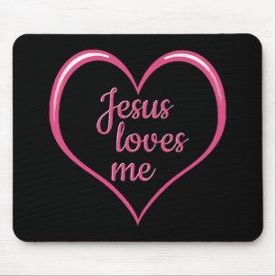 JESUS LOVES ME in Heart Mouse Pad