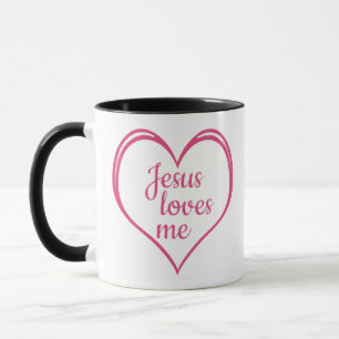 JESUS LOVES ME in Heart Mug