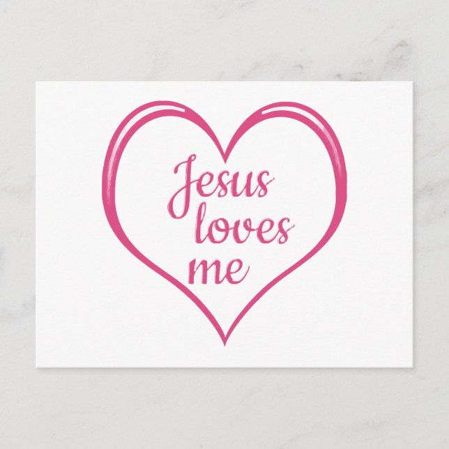 JESUS LOVES ME in Heart Postcard (Front)
