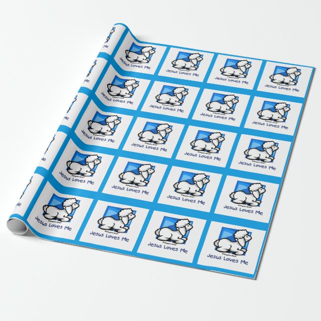 Jesus Loves Me Lamb Wrapping Paper (Unrolled)