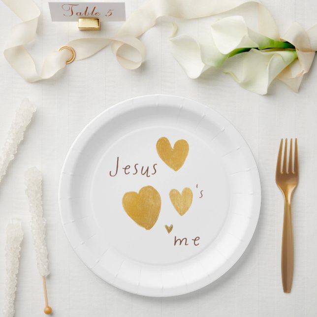 Jesus loves me. Paper Plates. modern  Paper Plate (Wedding)