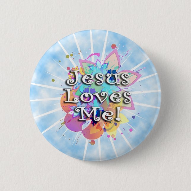 Jesus Loves Me, Pastel Watercolor 2 Inch Round Button (Front)