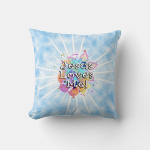 Jesus Loves Me, Pastel Watercolor Throw Pillow
