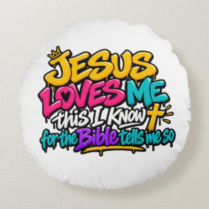 Jesus Loves me Round Pillow