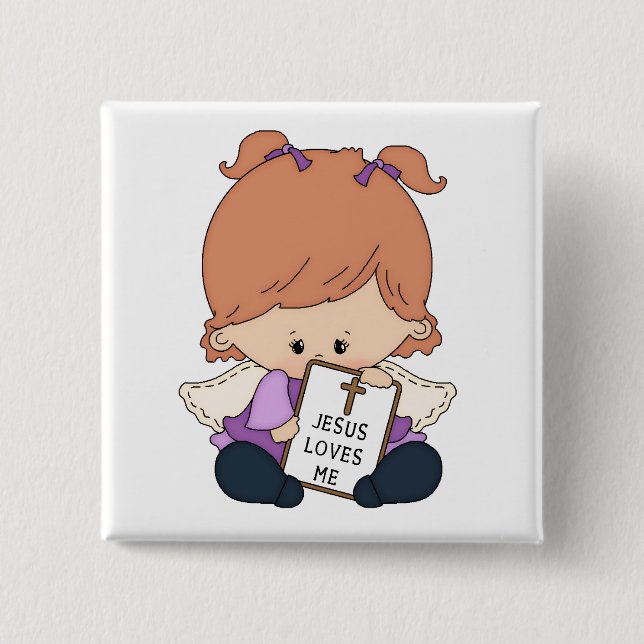 Jesus Loves Me - Square Button (Front)