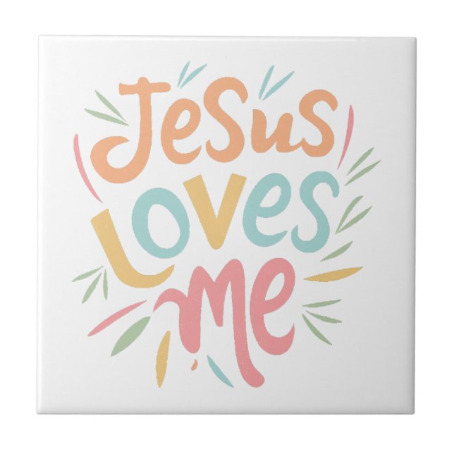 Jesus Loves Me - vintage design  Tile (Front)