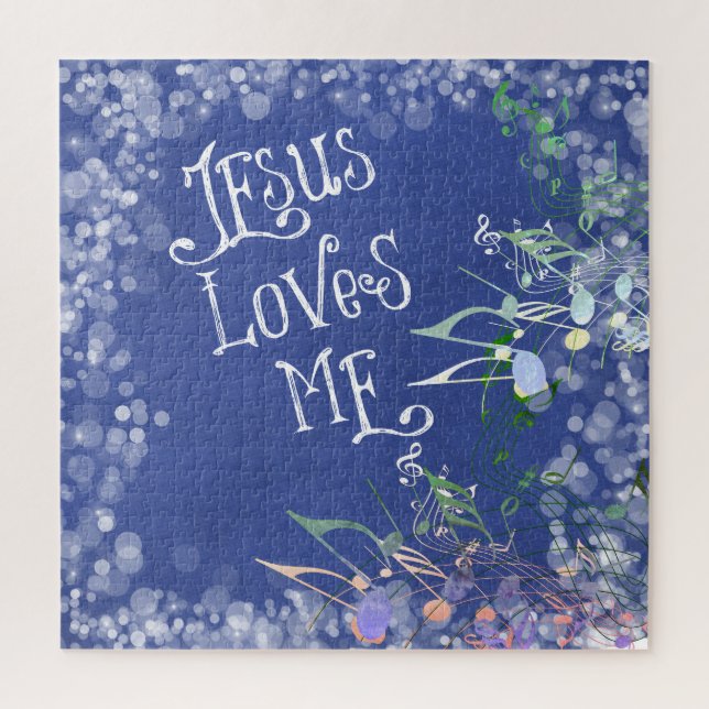 Jesus Loves Me with Music Notes Jigsaw Puzzle (Vertical)