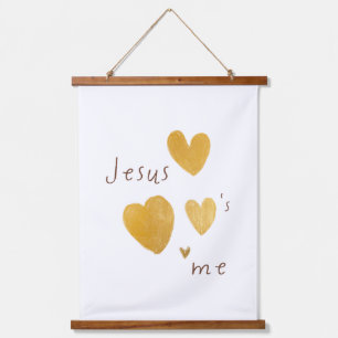 Jesus loves me Wood Tapestry Sign modern