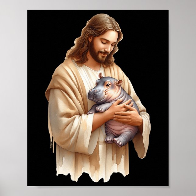 Jesus Loves Moo Deng Bouncy Pig Cute Ba  Poster (Front)