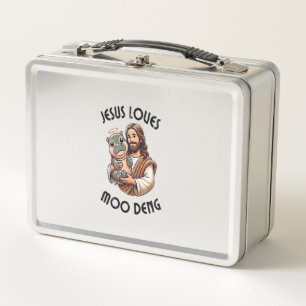 Jesus Loves Moo Deng T-Shirt_3 Metal Lunch Box