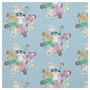 Jesus loves the little children fabric