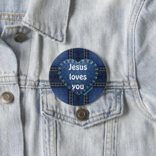 Jesus loves you 3 inch round button
