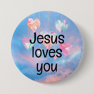 Jesus loves you 3 inch round button
