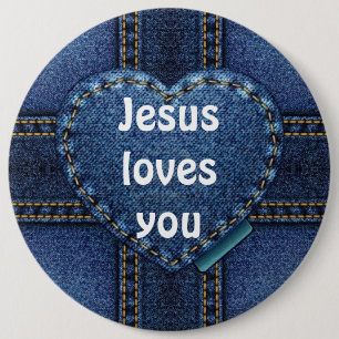 Jesus loves you 6 inch round button