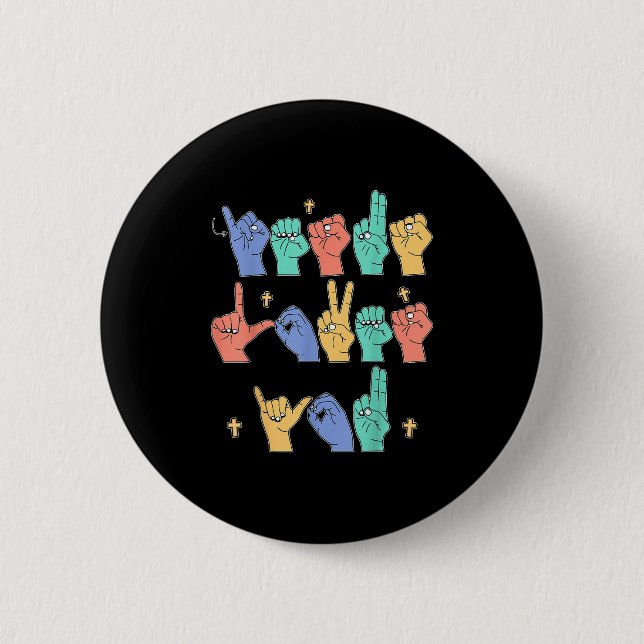 Jesus Loves You Asl Christian Jesus Toddler I Sign 2 Inch Round Button (Front)