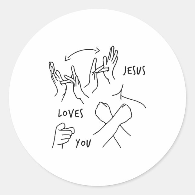 Jesus Loves You Asl Sign Language Christian  Classic Round Sticker (Front)