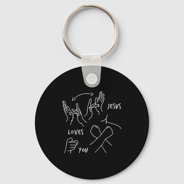 Jesus Loves You Asl Sign Language Christian  Keychain (Front)