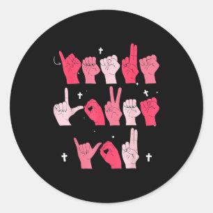 Jesus Loves You Asl Sign Language Christian Valent Classic Round Sticker