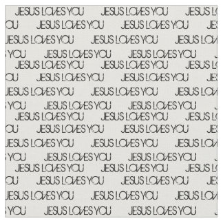 Jesus Loves You Black Grunge Font White Fabric