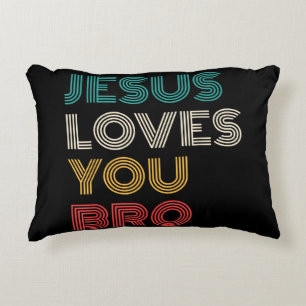 Jesus Loves You Bro, Funny Christian Faith Retro Accent Pillow